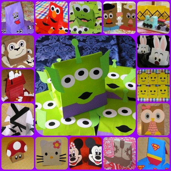 Custom Character Theme Birthday Party Treat Sacks Goody Favor Bags by jettabees on Etsy Il_570xn