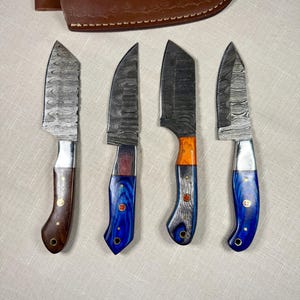 8 inch Damascus steel knife with sheath