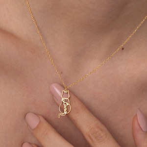 Custom Cat Name Necklace,Dainty Cat Name Necklace, Personalized Jewelry, Cat Memorial Gift, Cat Lovers Gift, Mother&#39;s Day Gift