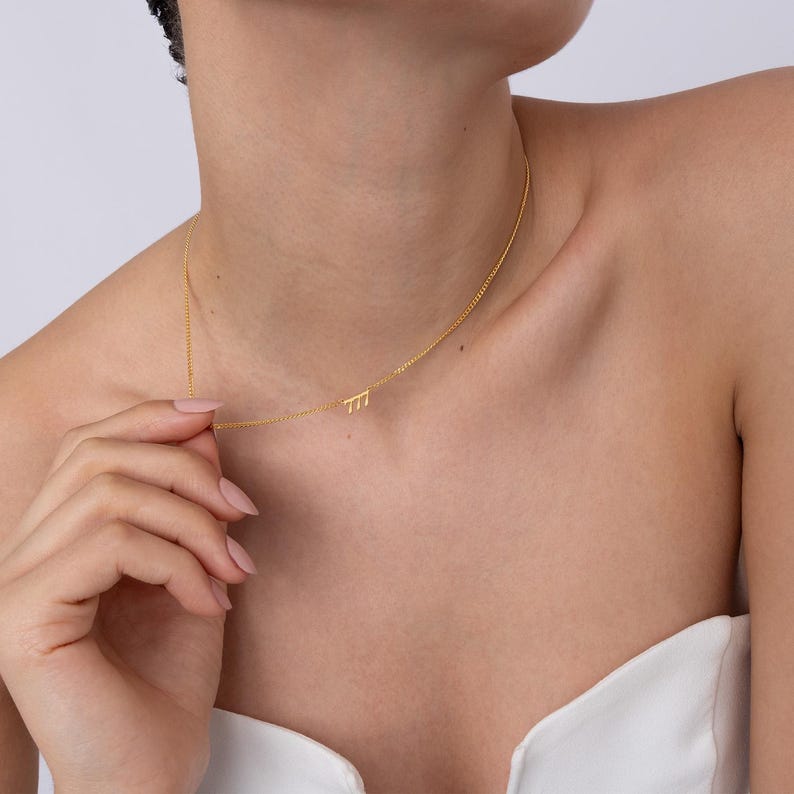 111-999 Angel Number Necklace 18k Gold Rectangle Letter Pendant Necklace Stainless Steel Initial Necklace