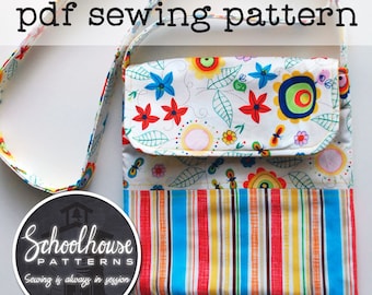 The Middle School Messenger crossbody bag sewing pattern - great for young girls, tweens, teens - PDF INSTANT DOWNLOAD