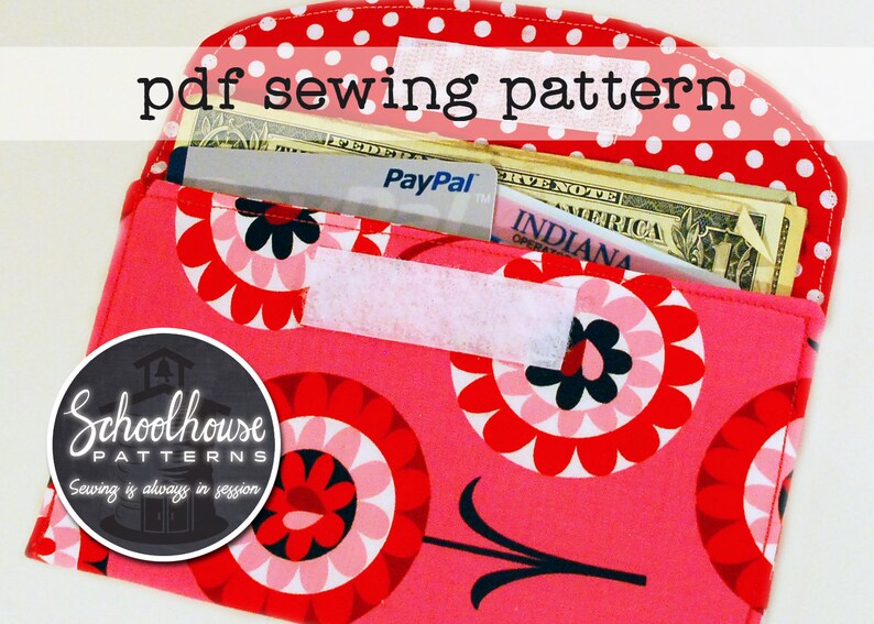 Easy wallet PDF sewing pattern in 2 sizes for your earbuds & cash. Envelope system wallet sewing pattern great for beginners image 4