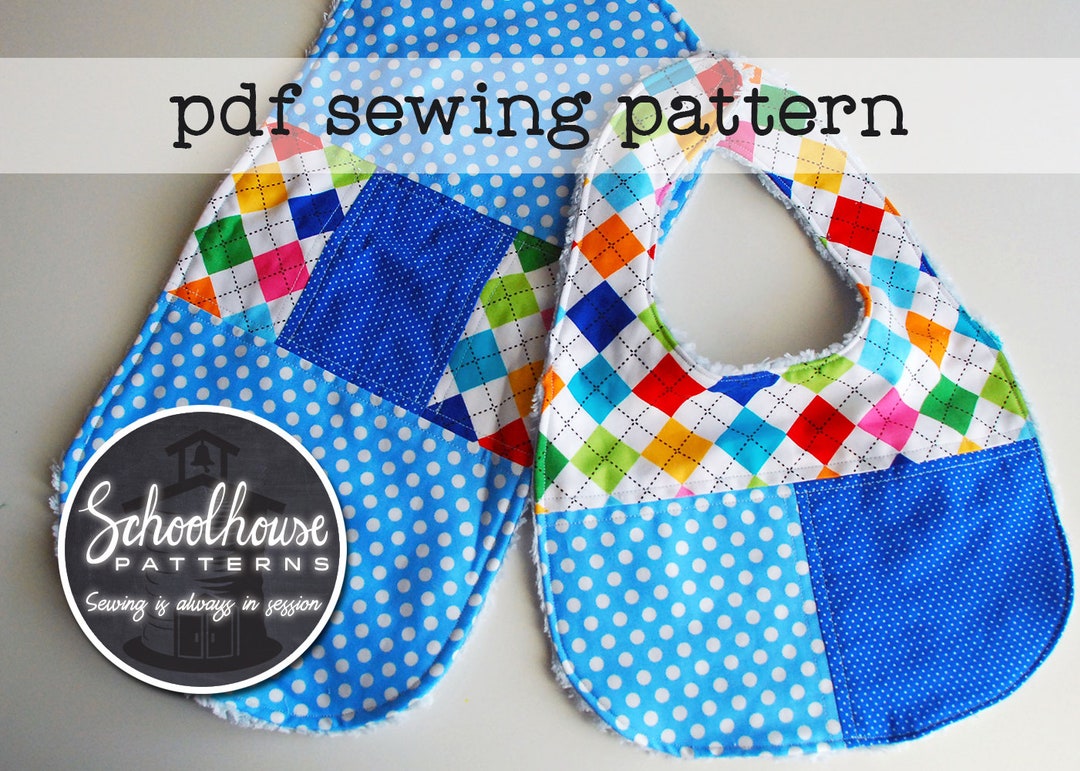 Bib and Burp Cloth Sewing Pattern Combo Patchwork PDF INSTANT DOWNLOAD