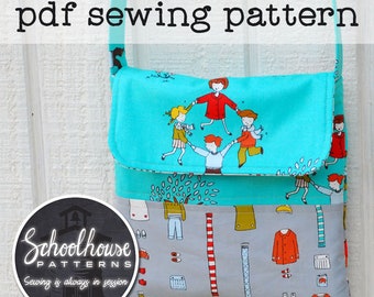 Crossbody bag sewing pattern for tweens and teens - medium size - PDF instant download