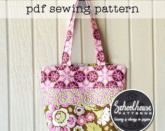Patchwork Tote Bag PDF sewing pattern - perfect for purse or diaper bag - INSTANT DOWNLOAD