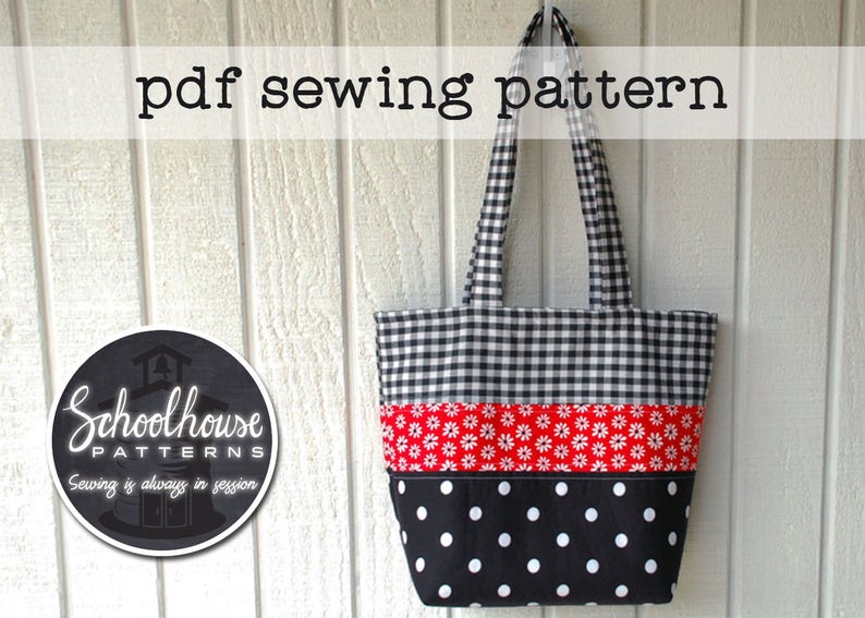 Patchwork Tote Bag PDF sewing pattern perfect for purse or diaper bag INSTANT DOWNLOAD image 3