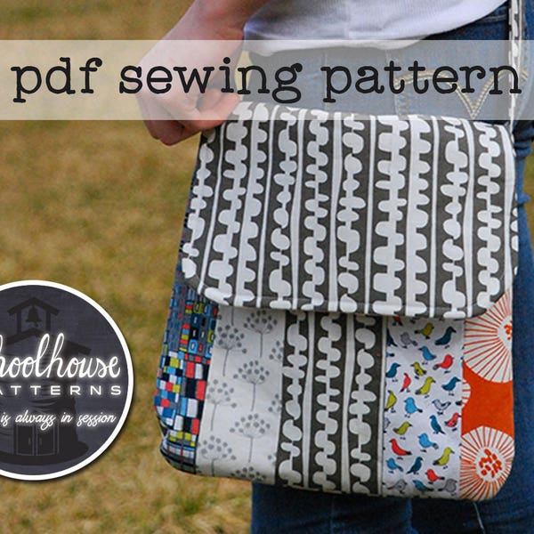 Varsity Messenger Bag PDF sewing pattern - crossbody bag purse -  INSTANT DOWNLOAD