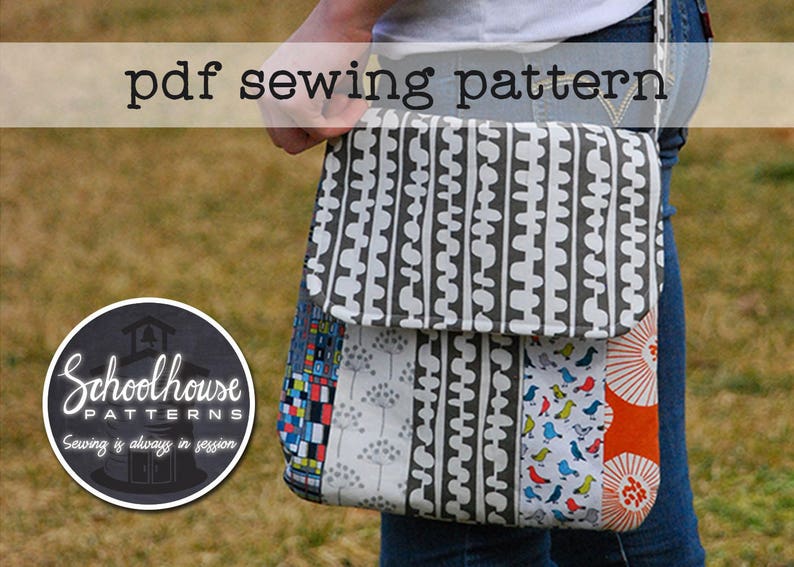 Varsity Messenger Bag PDF sewing pattern crossbody bag purse INSTANT DOWNLOAD image 1