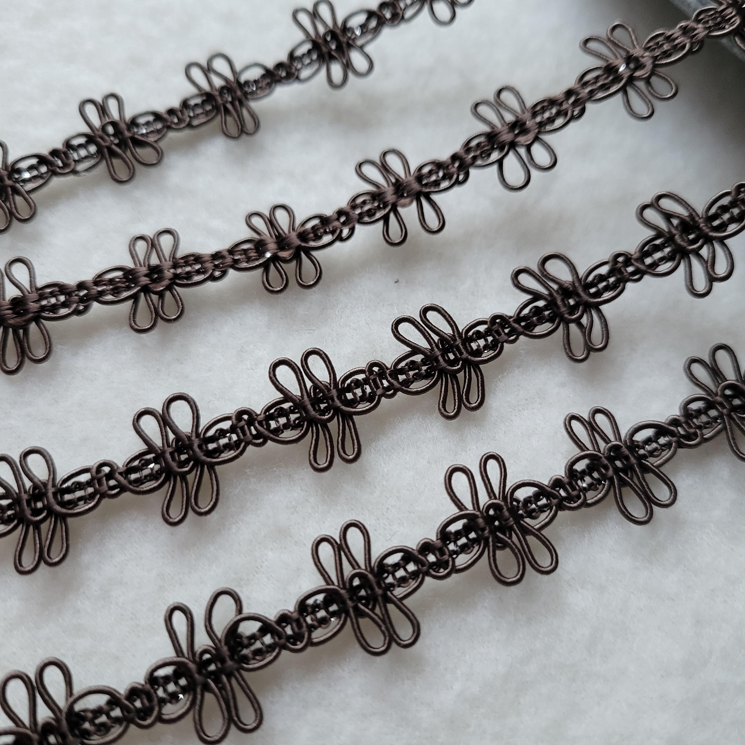 Japanese Loop Sample Metallic Lace Trim 1.3cm Brown | Japanese Loop Flower Braid Ribbon Made ...