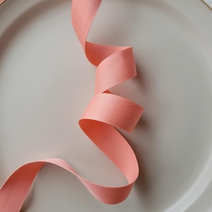 Cotton Satin Ribbon 2cm Coral Pink | Double Sided Made in Japan Kyoto Ribbon for Hair Bow Gift Wrap Sewing Crafts