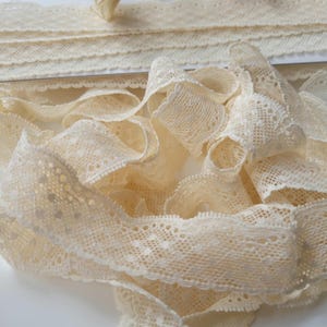 Soft Stretch Lace Trim 2.1cm Ivory | Japanese Elastic Scalloped Lace for Lingerie Sewing Doll Clothes Junk Journal