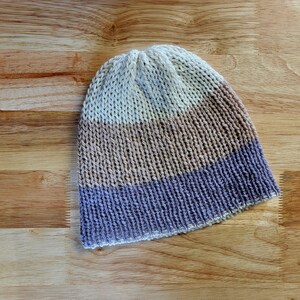 Luxury Toddler Girls Tri-Colored Reversible Beanie - 100% Baby Alpaca Handmade Knit Winter Hat