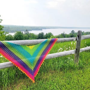 Rainbow Crochet Shawl – Handmade Triangle Wrap, Colorful Festival Scarf, 100% Acrylic, Boho Lightweight Gift
