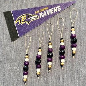 Set of 5 Baltimore Ravens Christmas Tree Ornaments-NFL Team Spirit Decor-Rustic Farmhouse Style-Football Gift Embellishment-Ravens Fan Gift
