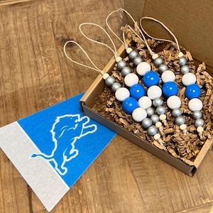 Detroit Lions Beaded Ornaments (Set of 5): NFL Football Christmas Decor