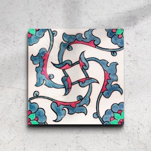 Handmade Turkish Tile – Floral Iznik Style Ceramic Tile