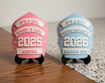 Custom Firefighter Baby Announcement Shield | 3D Printed Nursery Decor