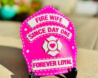 Fire Wife Helmet Shield: Pink Maltese Cross, Custom Firefighter Gift