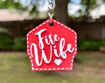 Firefighter Wife Keychain: 3D Printed Helmet Bag Charm