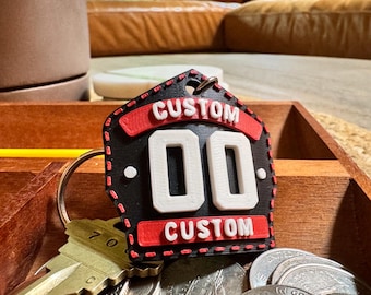 Custom Firefighter Helmet Shield Keychain: 3D Printed PLA Shield, Bag Charm
