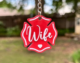 Fire Wife Keychain: 3D Printed Maltese Cross Bag Charm