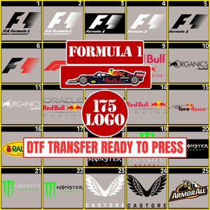Mclaren Formula 1 Red Bull 2026 Logo DTF Transfers Ready To Press for Shirt F1 Racing Logo Sponsor Partners Oracle F1 Racing Decal DTF