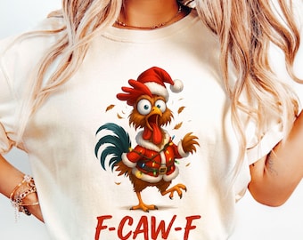 Comfort Colors® Merry Christmas F-Caw-F Chicken Shirt Christmas F Caw F Sweatshirt Funny Chicken Humour Holiday T-Shirt Punny Bird Lover Tee