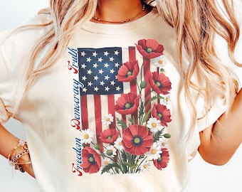 Comfort Colors® Freedom 4th of July Shirt Patriotic Subtle Anti Trump Shirt Liberal Freedom Democracy Truth Shirt Subtle FDT Shirt Resist