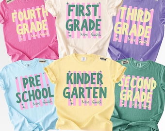 Custom Back to School Teacher Shirt Comfort Colors, Personalized Teacher Team Shirts, Grade Level Tee, First Second Third Fourth Fifth Grade