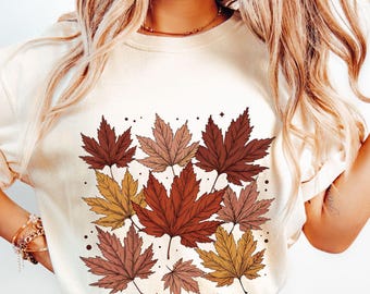 Comfort Colors Fall Leaves Shirt: Autumn Vibe, Cozy Cotton Tee