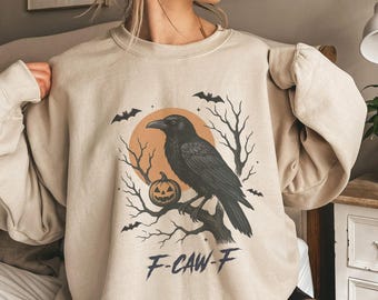 Funny Crow Sweatshirt Gothic Raven F-Caw-F Tee Black Crow Moonlit Raven Tee