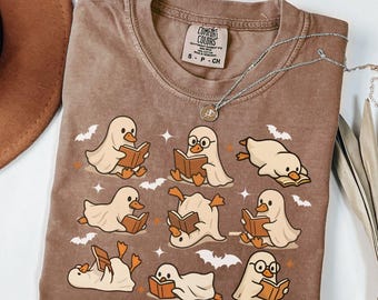 Comfort Colors Ghost Reading Shirt: Bookish Halloween Tee, Ghost Readings Book