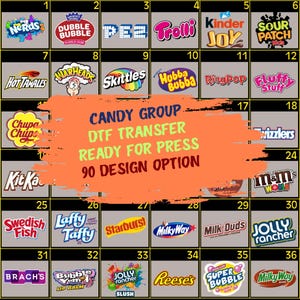 Vintage Candy Bar Halloween Costume DTF Transfers Ready To Press for Tee Shirt Candy Group Halloween Shirt
