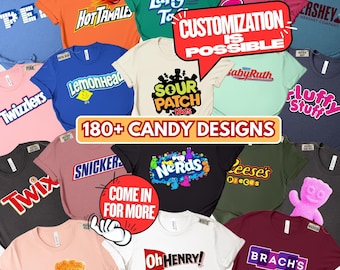 Candy Group Halloween Matching Family Colorful Custom Chocolate Bar Halloween Shirt Candy Custom Costumes Halloween Candy Group Chocolate