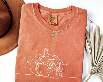 Comfort Colors Pumpkin Faith Shirt: Fall Religious Tee