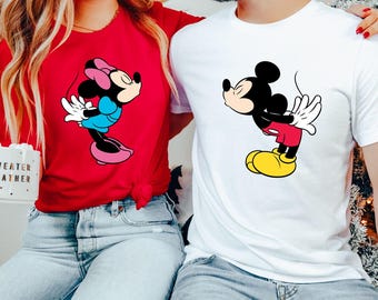 Disney Classic Minnie Mickey Mouse Kiss Shirt Mickey Minnie Couple Shirt Mickey & Minnie Mouse Sweet Smooch Tees Disneyland Honeymoon Trip