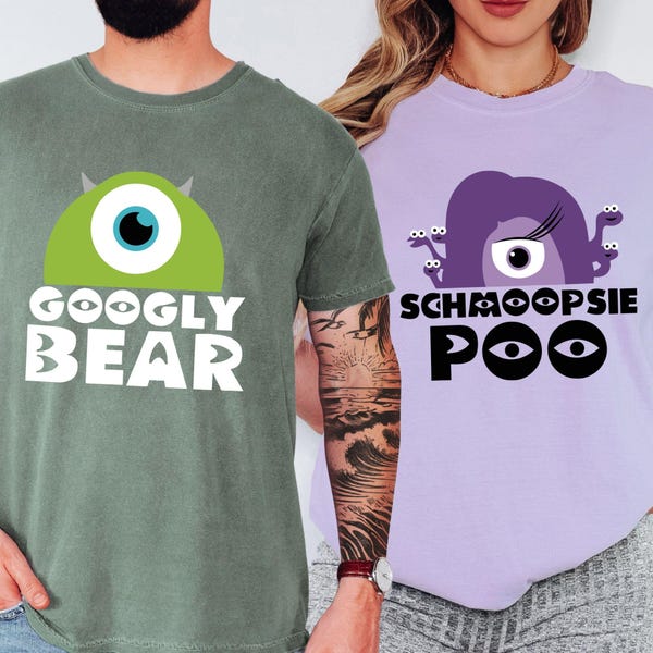 Comfort Colors® Googly Bear and Schmoopsie Poo Couple Shirt Monsters Inc Couple Shirts Disney Anniversary Tshirt Disneyworld Couple T-Shirt