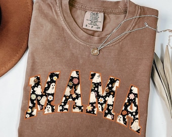 Comfort Colors Halloween Mama Shirt: Leopard Spooky Season Tee