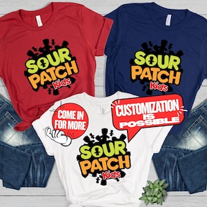 Custom Sour Patch Kids Shirt Vintage Chocolate Bar Halloween Costume T-Shirt Matching Family Group Shirt Candy Group Candy Group T-shirt