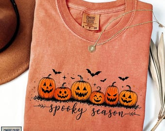 Spooky Season Pumpkins Halloween Shirt, Comfort Colors® Spooky Season T-Shirt, Ghost Pumpkin Bat Tee, Halloween Gift, Stay Spooky Tshirt