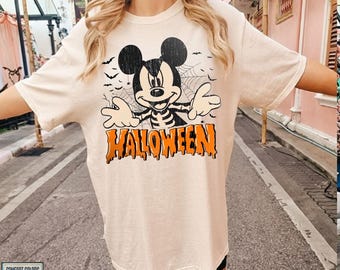 Mickey Skeleton Halloween Shirt, Vintage Disney Halloween T-shirt, Comfort Colors Spooky Season Tee, Not So Scary Disney Trip Shirt