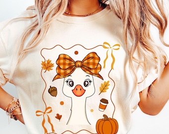 Fall Goose Comfort Colors T-Shirt: Cozy Autumn Thanksgiving Tee
