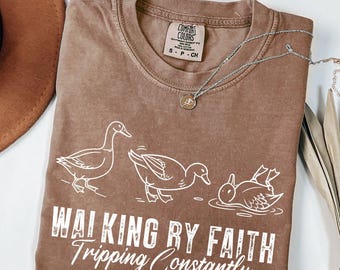 Comfort Colors Christian T-Shirt: Walking by Faith Inspirational Tee