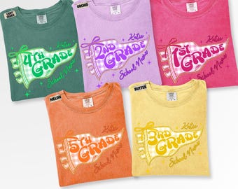 Custom Grade Level Teacher Shirt, Personalized School Team Tee, 4th Grade Teacher Tee,Fun Striped 2nd Grade Tee, Comfort Colors Teacher Team