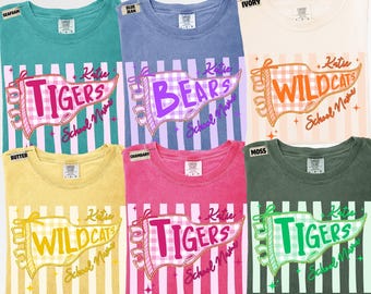 Custom School Mascot Shirt, School Spirit Shirt, Football Season Tee,Preppy Game Day Shirt, Team Pride Tee, Back To School Tee, Stripe Shirt