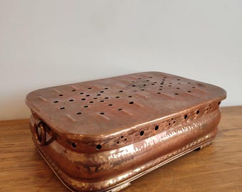 Calentador de alimentos vintage de cobre, soporte para calentar alimentos con candelabros