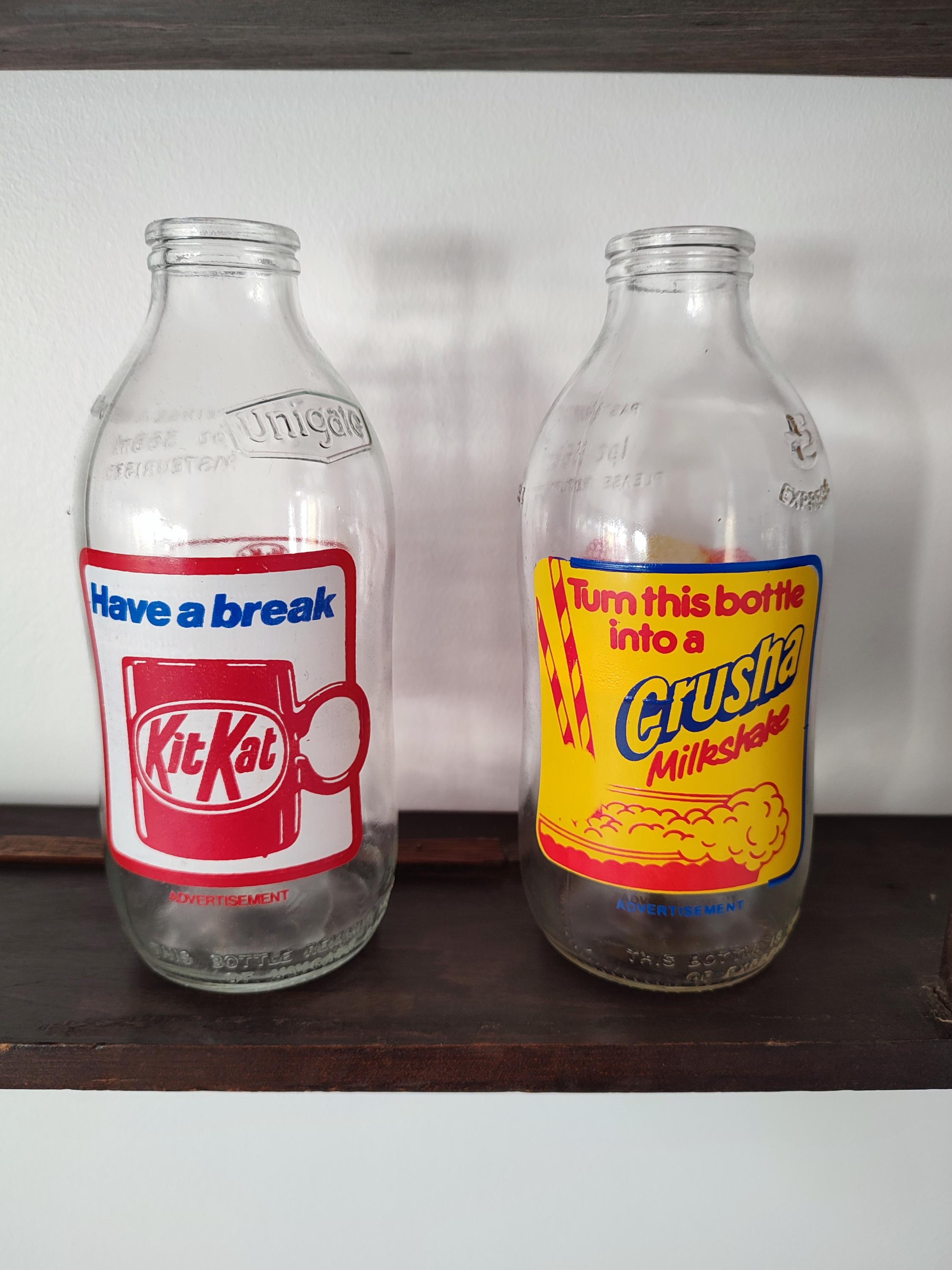 ヴィンテージ ユニゲート コレクター向け広告ミルクボトル 1980 年代