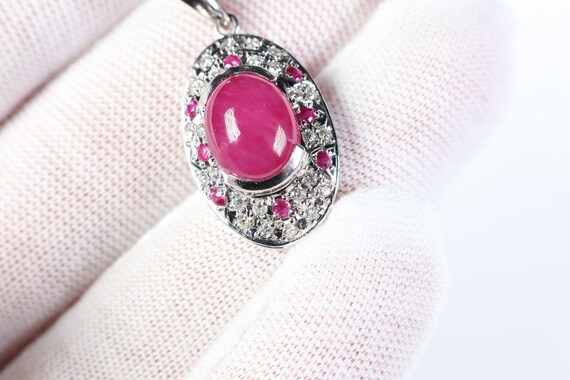 Platinum, Natural Ruby & Diamond Ring 5.07ctw, 5.… - image 2