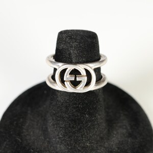 【GUCCI】Interlocking G Open Band Wide Ring ARGENTO Gucci Interlocking G Wide Open Band Ring Sterling Silver 925