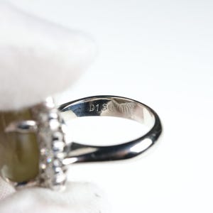 Platinum Chrysoberyl Cat's Eye Ring with Natural Diamonds image 4